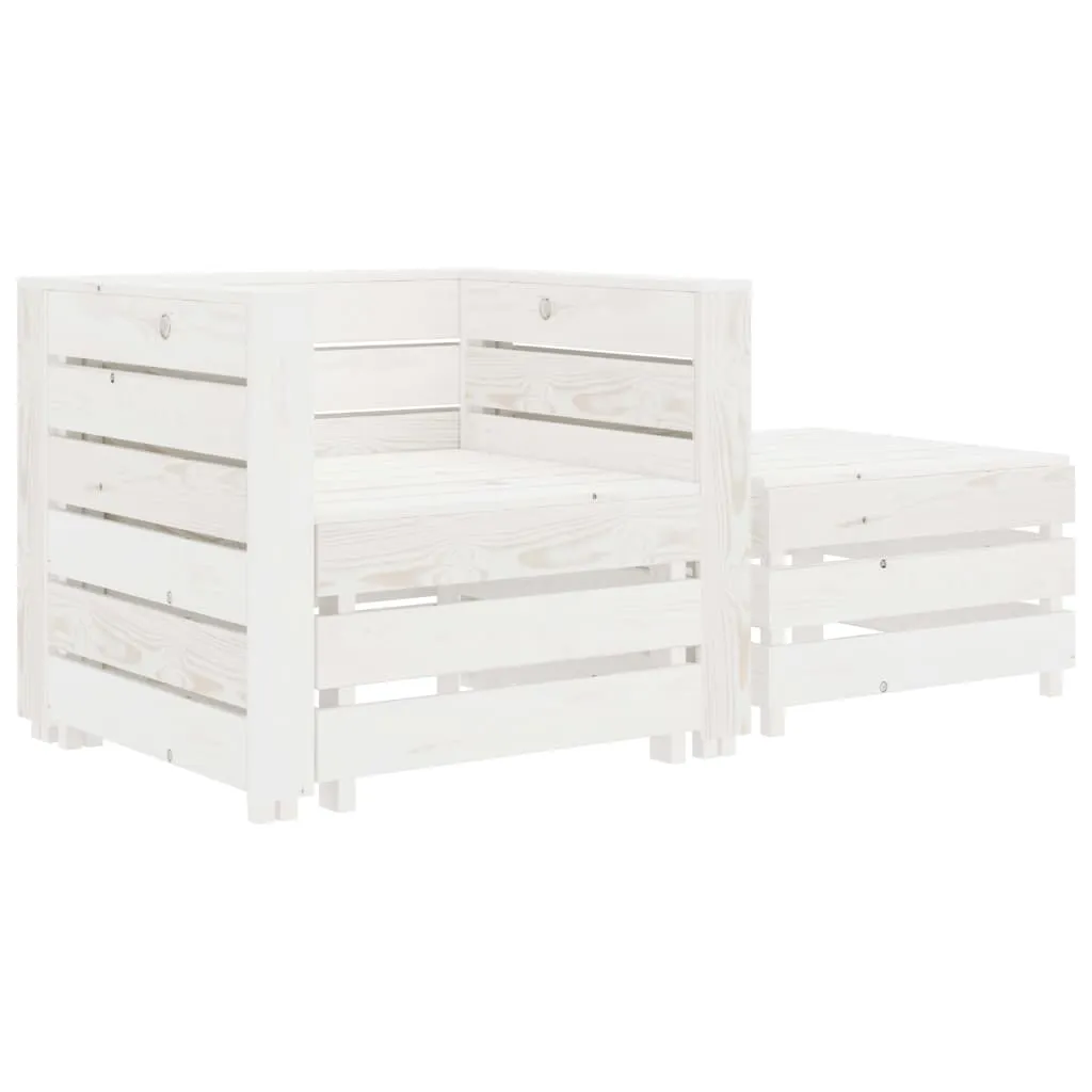 vidaXL Set Salotto da Giardino Pallet 2 pz in Legno Bianco