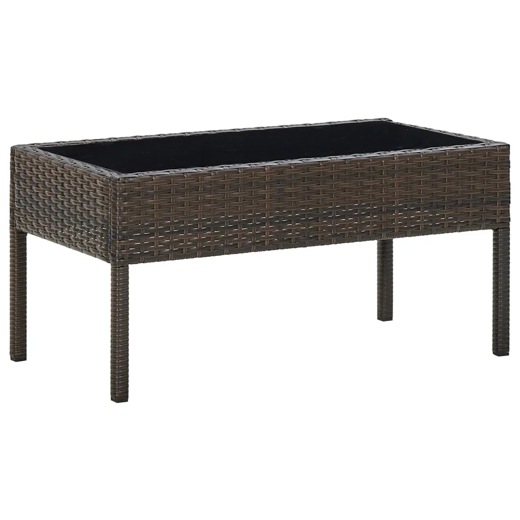 vidaXL Tavolo da Giardino Marrone 75x40x37 cm in Polyrattan