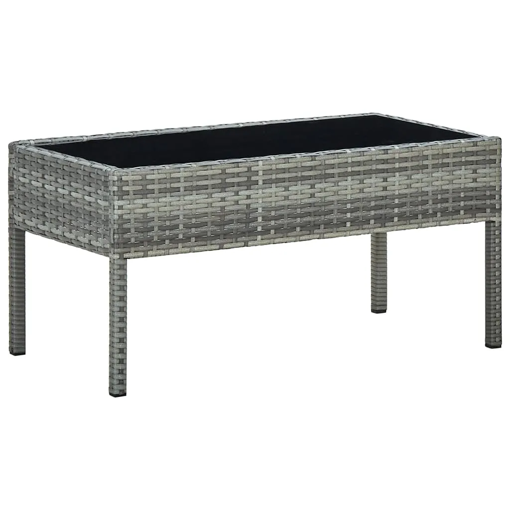 vidaXL Tavolo da Giardino Grigio 75x40x37 cm in Polyrattan