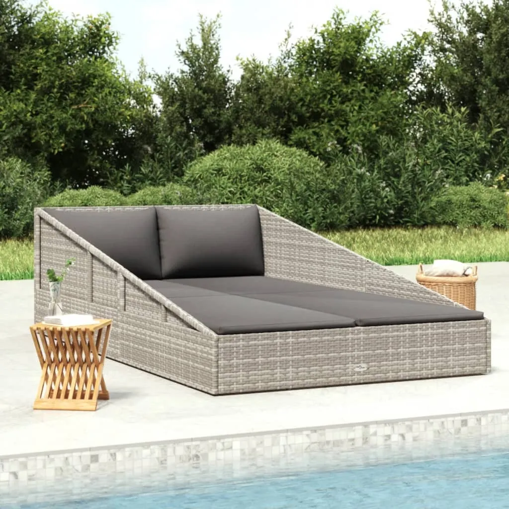 vidaXL Lettino da Giardino Grigio 110x200 cm in Polyrattan