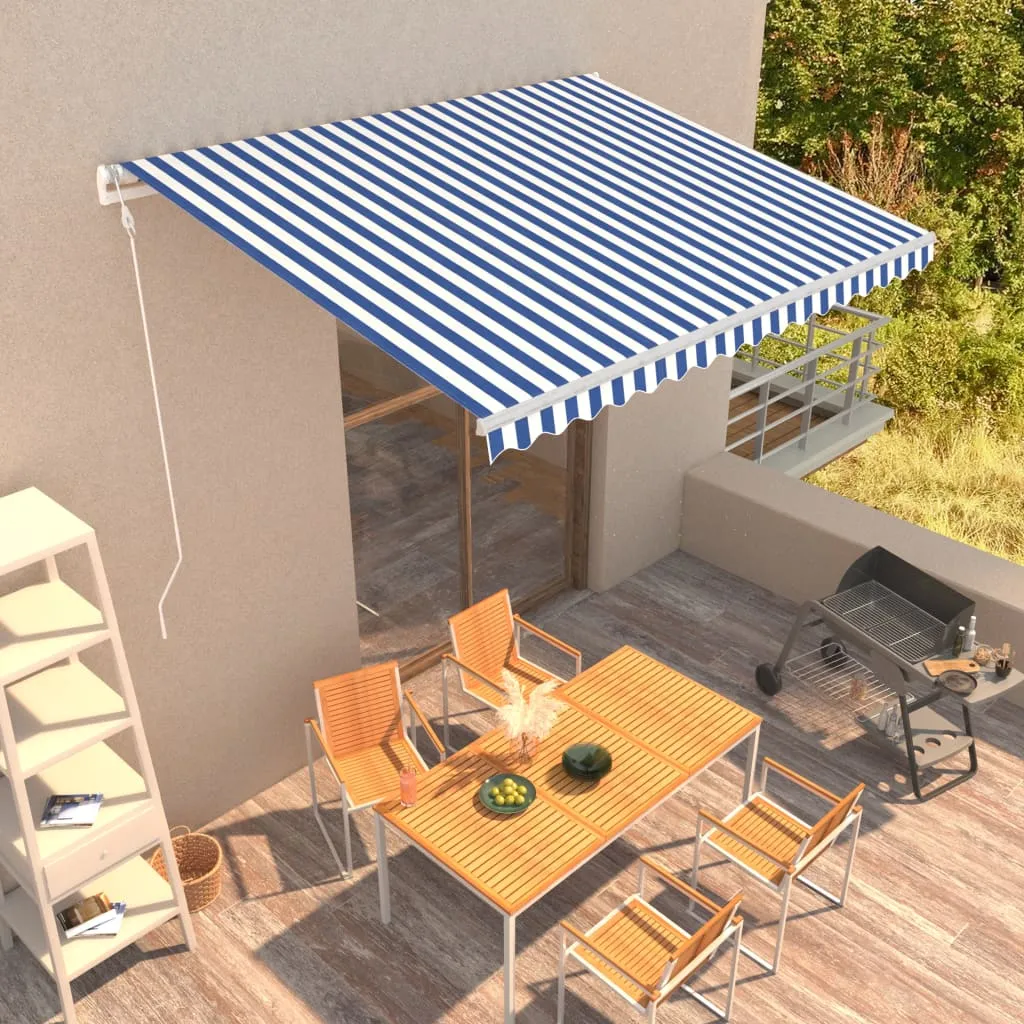 vidaXL Tenda da Sole Retrattile Automatica 400x300 cm Blu e Bianca