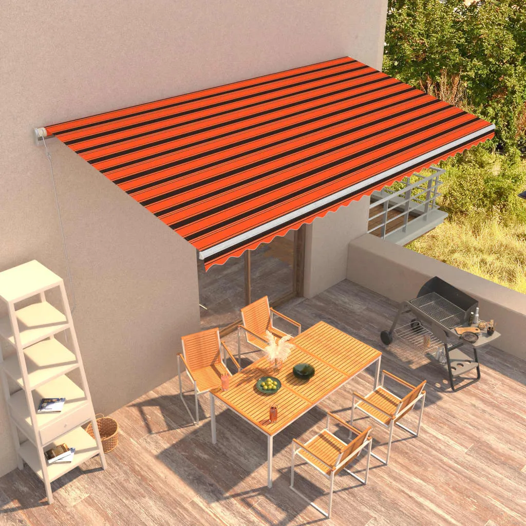 vidaXL Tenda da Sole Retrattile 600x300 cm Arancione e Marrone