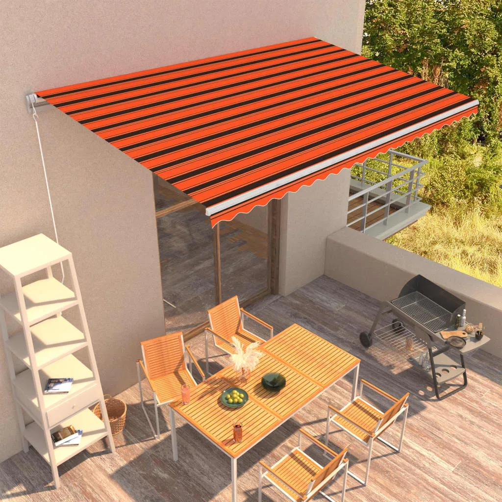 vidaXL Tenda da Sole Retrattile Manuale 500x300 cm Arancione e Marrone