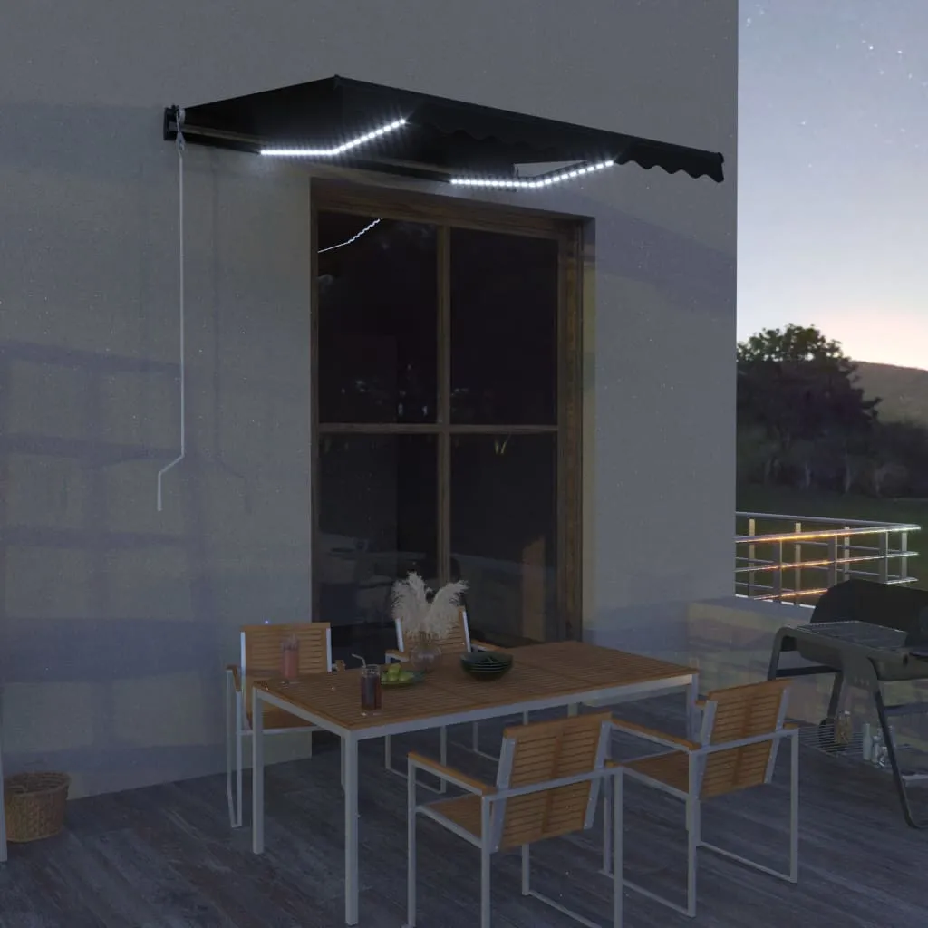 vidaXL Tenda da Sole con Sensore Vento e LED 300x250 cm Antracite