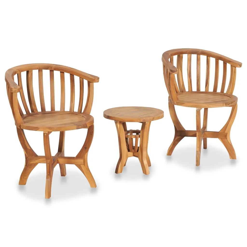 vidaXL Set da Bistrot da Giardino 3 pz in Legno Massello di Teak