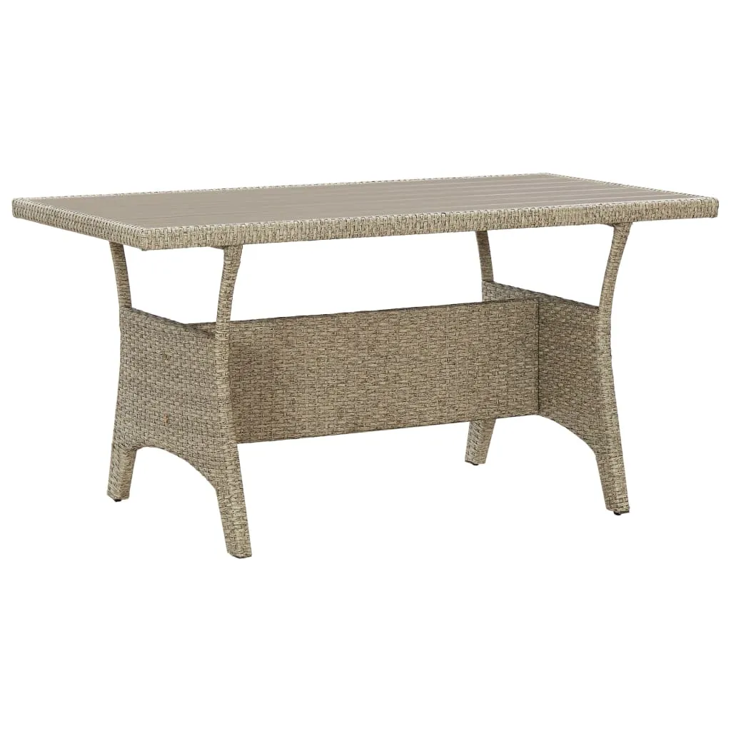 vidaXL Tavolo da Giardino Grigio 130x70x66 cm in Polyrattan