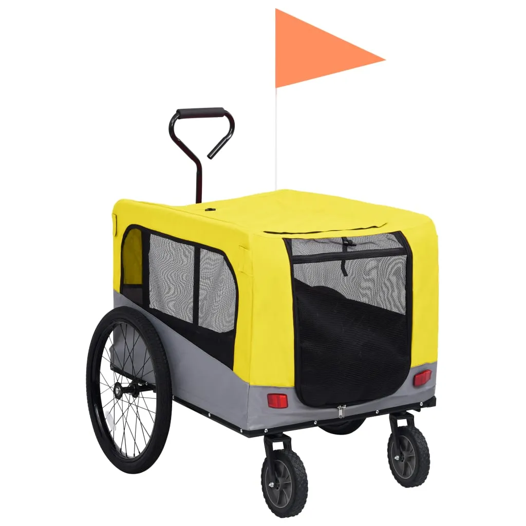 vidaXL Rimorchio Bici Animali Carrello Jogging Giallo e Grigio