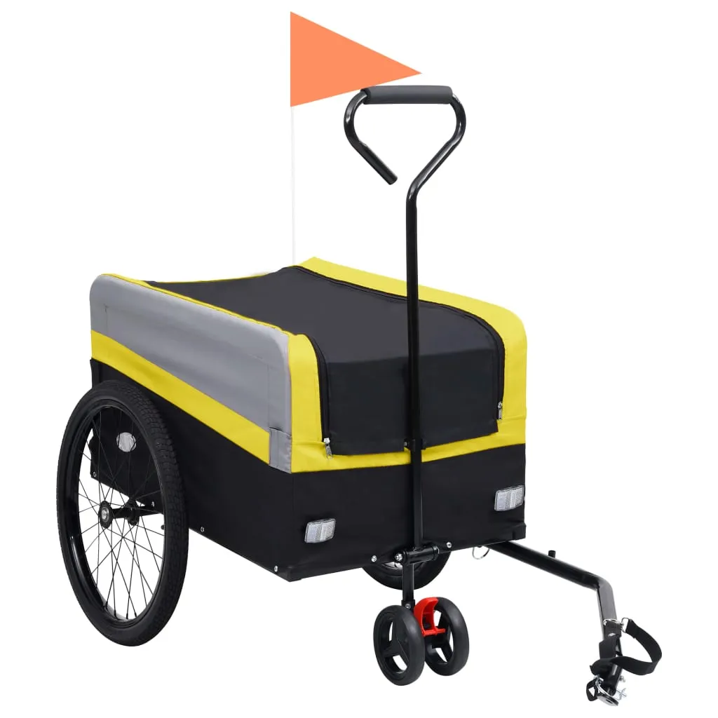 vidaXL Rimorchio per Bici e Carrello XXL 2 in 1 Giallo Grigio e Nero