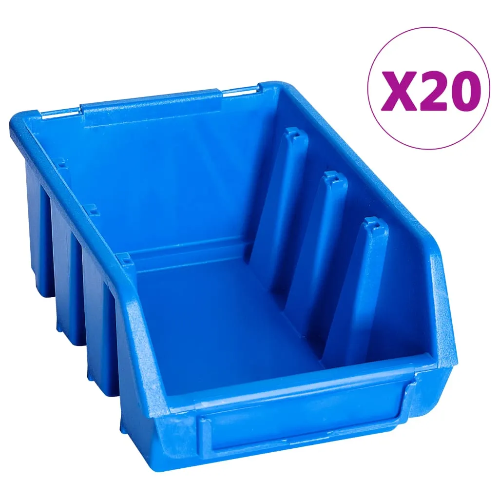 vidaXL Contenitori Impilabili 20 pz Blu in Plastica