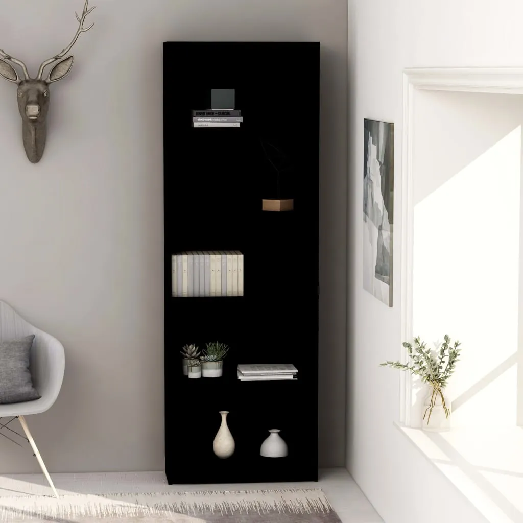 vidaXL Libreria a 5 Ripiani Nera 60x24x175 cm in Legno Multistrato