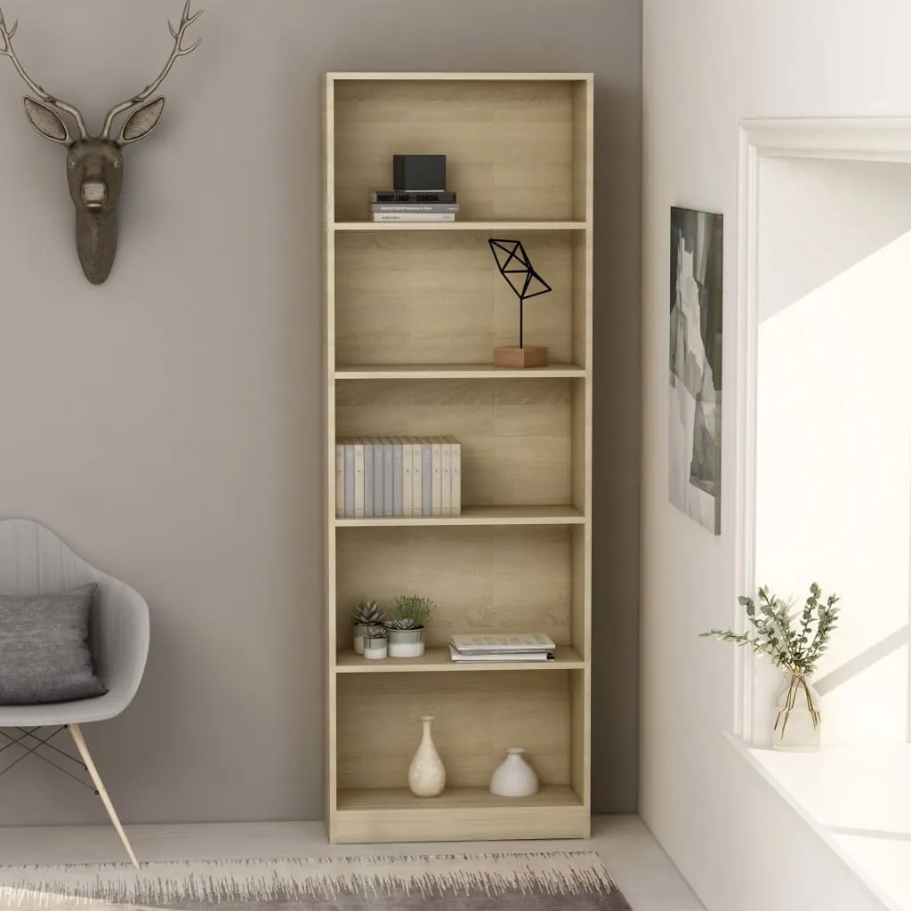 vidaXL Libreria 5 Ripiani Rovere Sonoma 60x24x175 cm Legno Multistrato