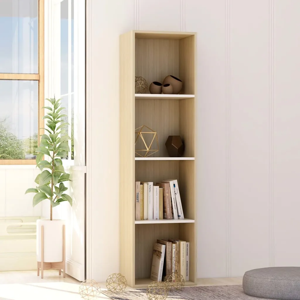 vidaXL Libreria Bianca e Rovere Sonoma 40x30x151,5cm Legno Multistrato