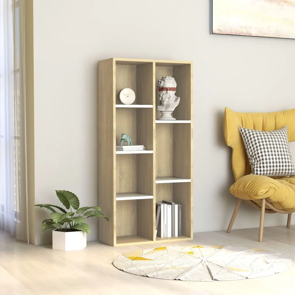 vidaXL Libreria Bianca e Rovere Sonoma 50x25x106 cm Legno Multistrato