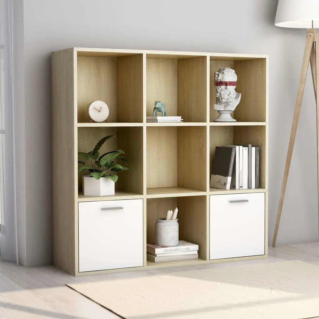 vidaXL Libreria Bianca e Rovere Sonoma 98x30x98 cm Legno Multistrato