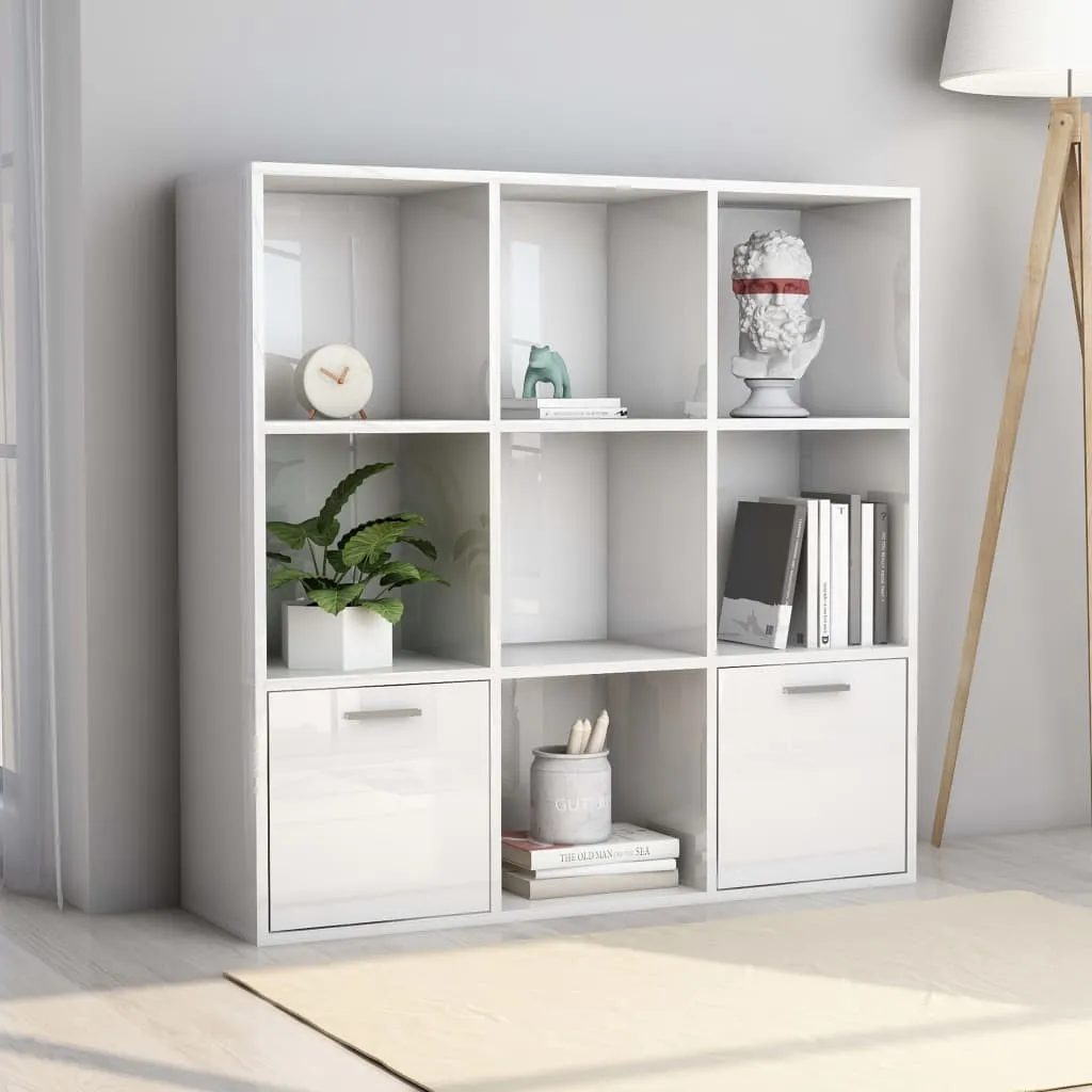 vidaXL Libreria Bianco Lucido 98x30x98 cm in Legno Multistrato