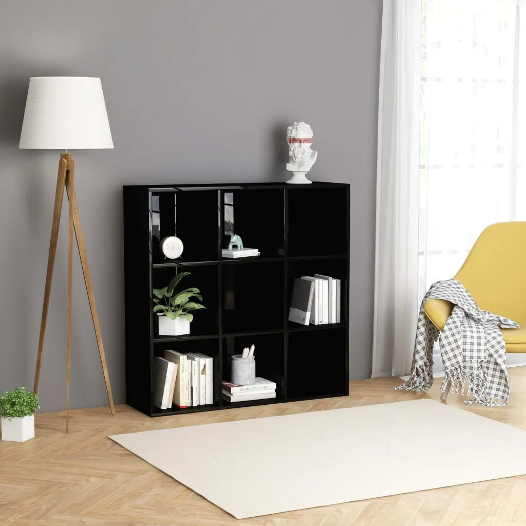 vidaXL Libreria Nero Lucido 98x30x98 cm in Legno Multistrato