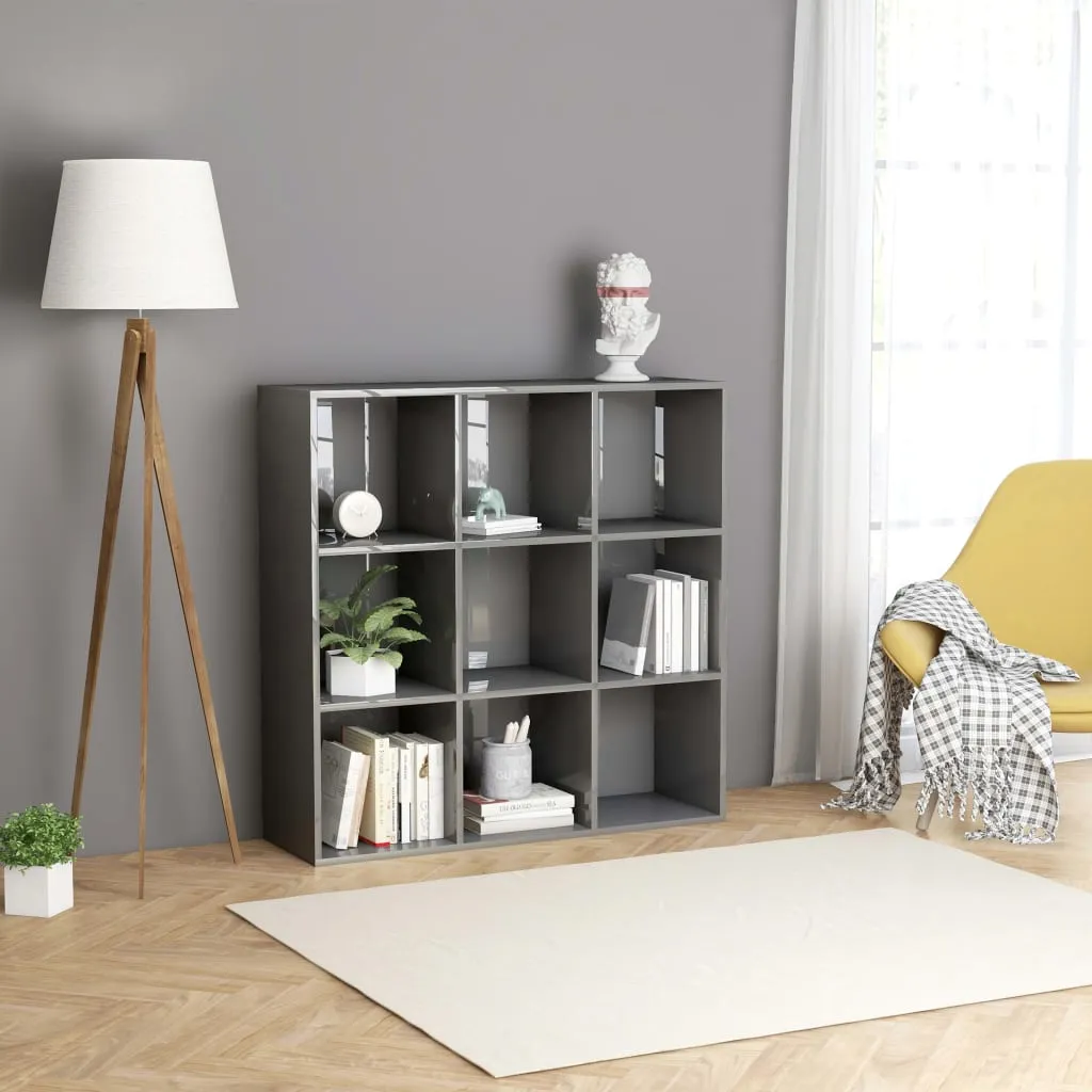 vidaXL Libreria Grigio Lucido 98x30x98 cm in Legno Multistrato