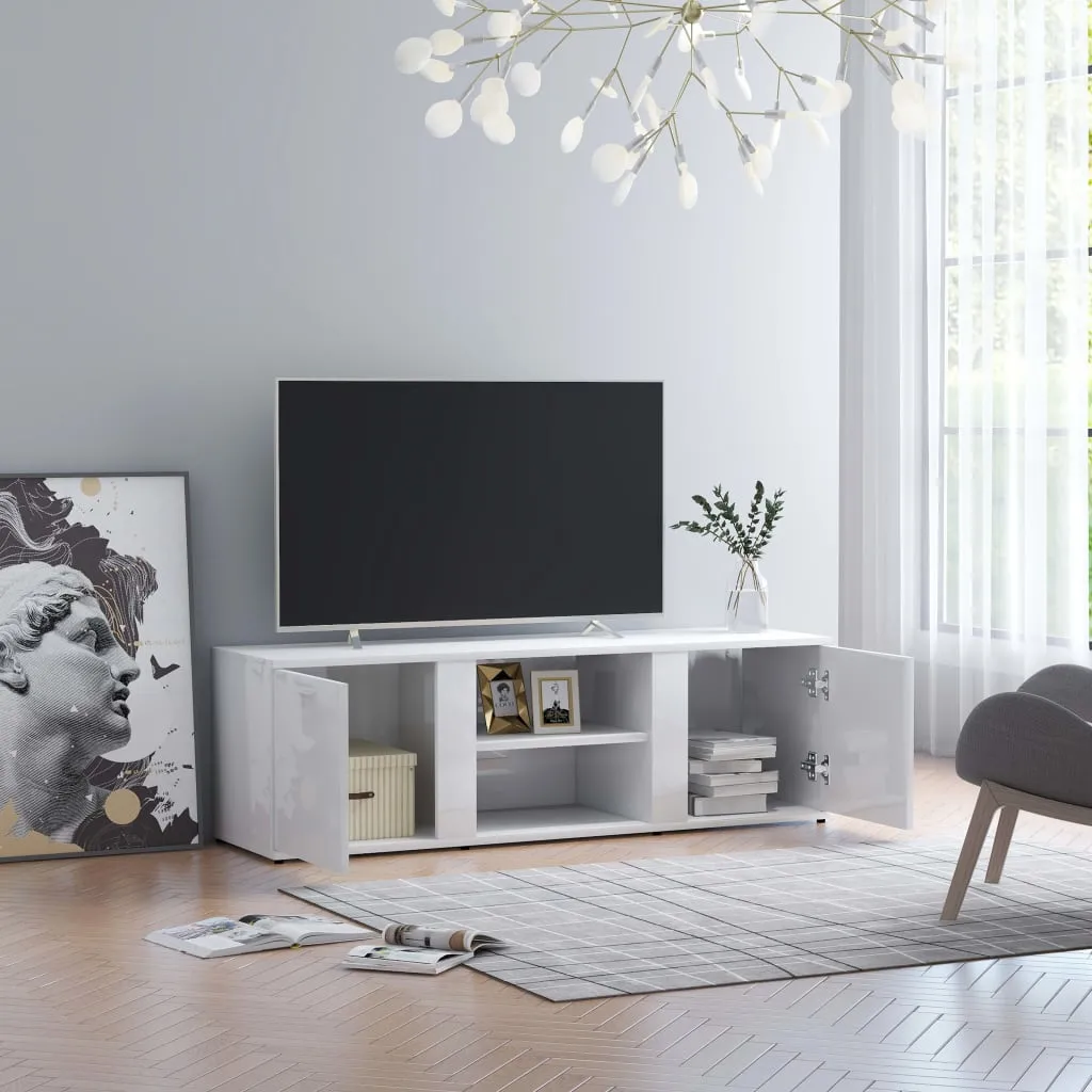 vidaXL Mobile Porta TV Bianco Lucido 120x34x37 cm in Legno Multistrato