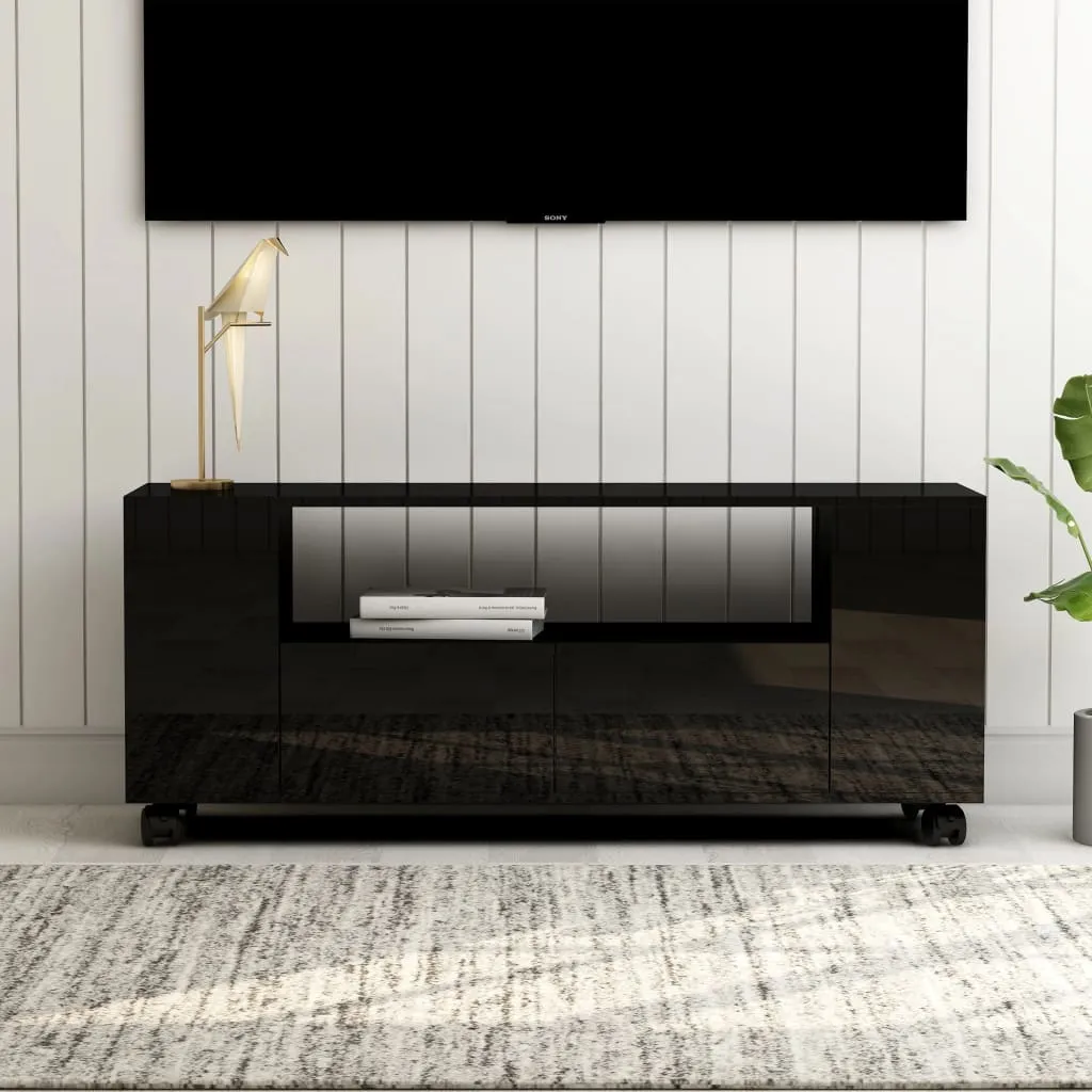 vidaXL Mobile Porta TV Nero Lucido 120x35x48 cm in Legno Multistrato