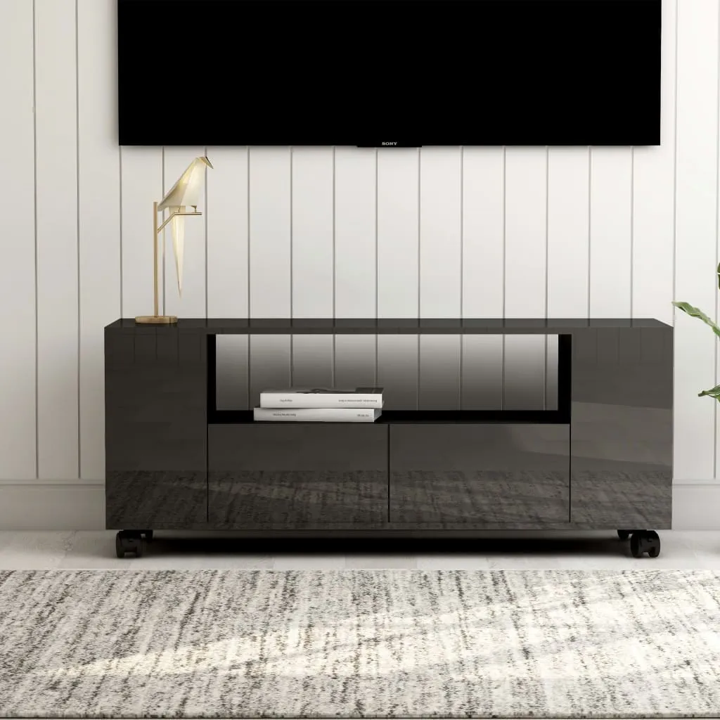 vidaXL Mobile Porta TV Grigio Lucido 120x35x48 cm in Legno Multistrato