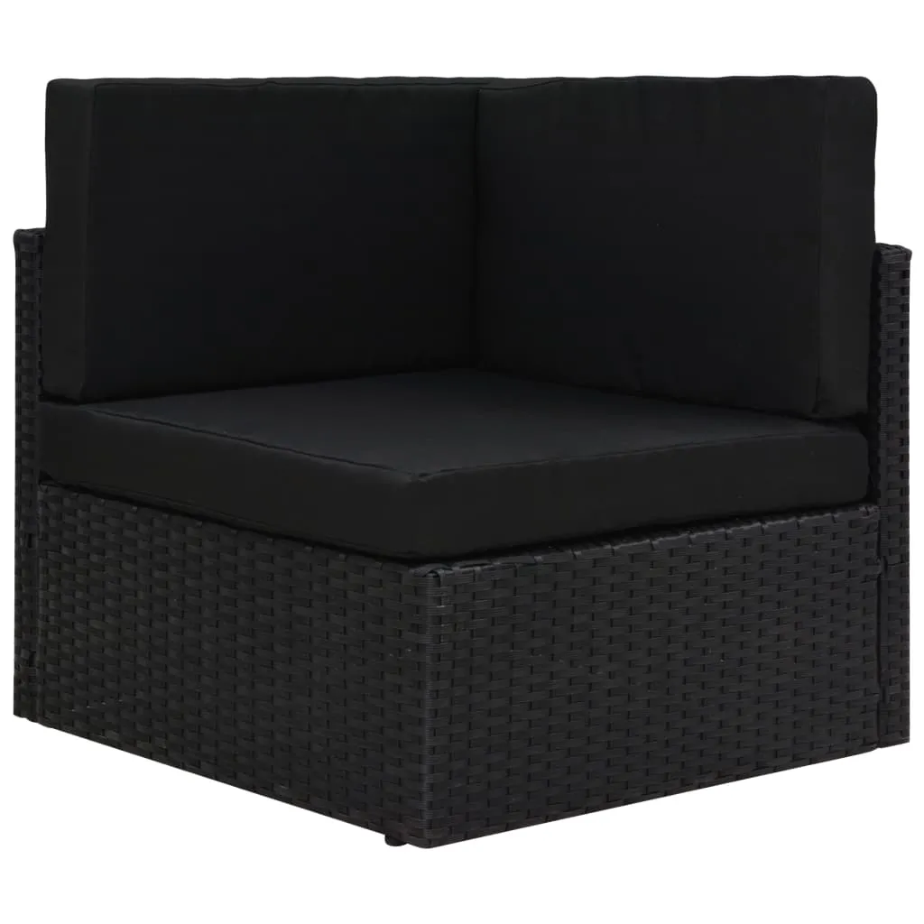 vidaXL Divano ad Angolo Modulare in Polyrattan Nero