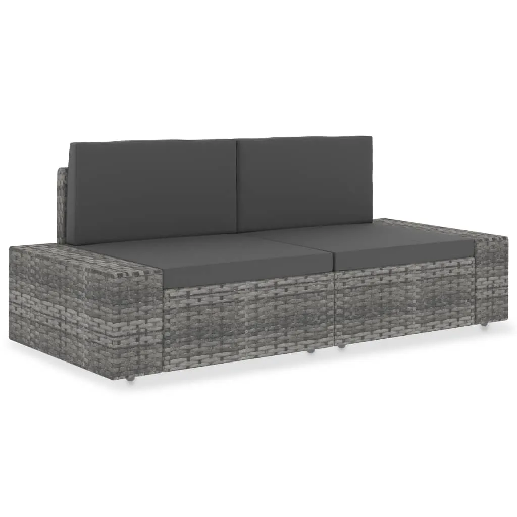 vidaXL Divano Modulare a 2 Posti in Polyrattan Grigio