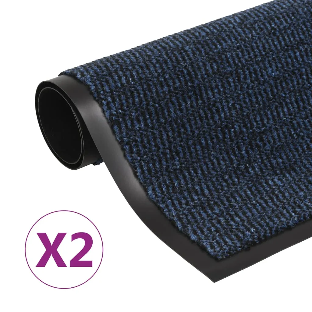 vidaXL Tappeti Antipolvere 2 pz Rettangolari Trapuntati 40x60 cm Blu