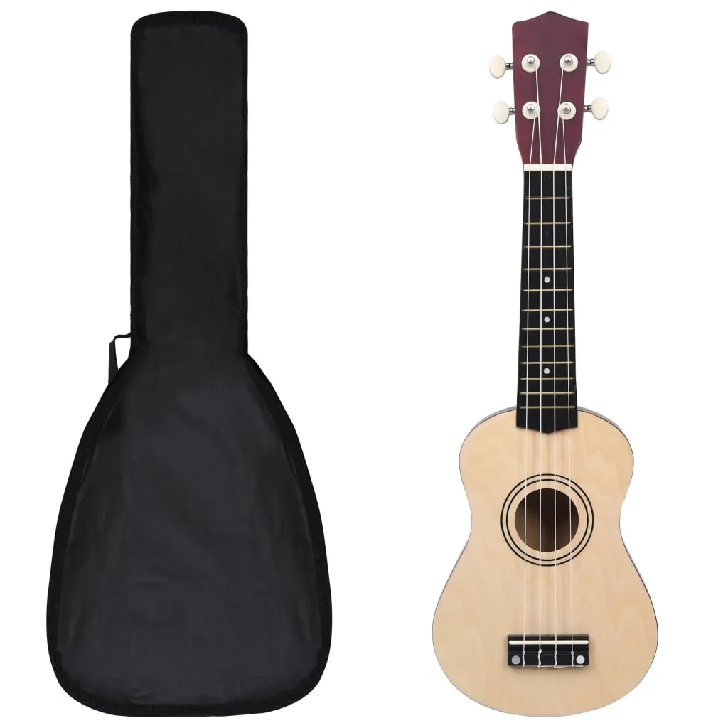 vidaXL Set Ukulele Soprano con Borsa per Bambini Legno Naturale 21