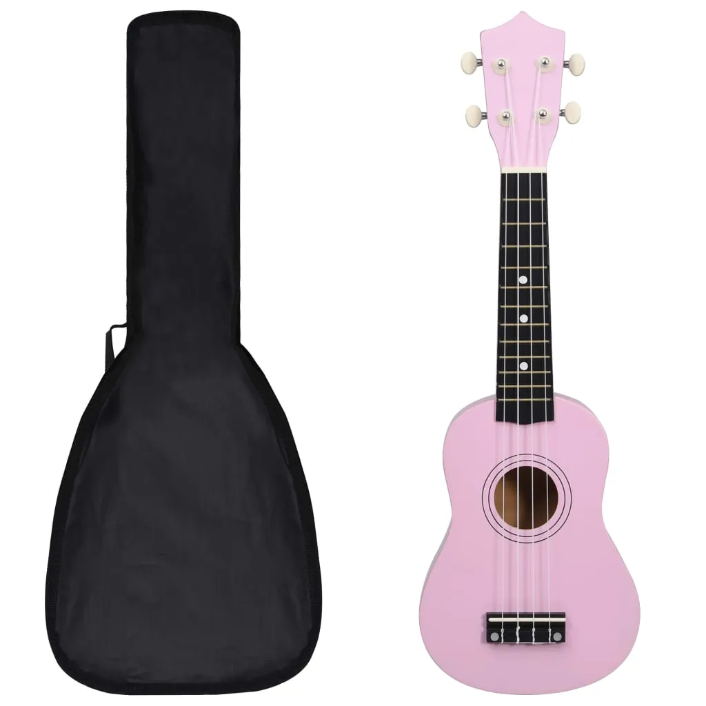 vidaXL Set Ukulele Soprano con Borsa per Bambini Rosa 21"