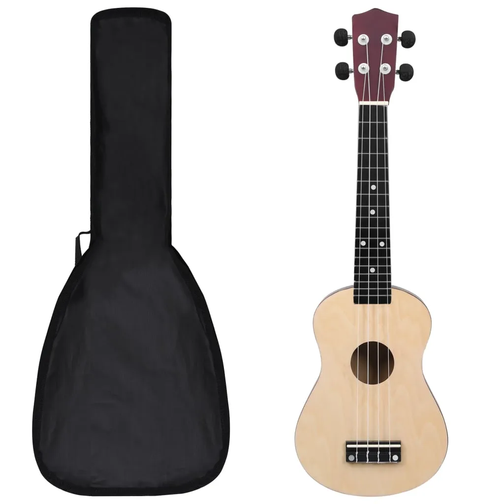 vidaXL Set Ukulele Soprano con Borsa per Bambini Legno Naturale 23