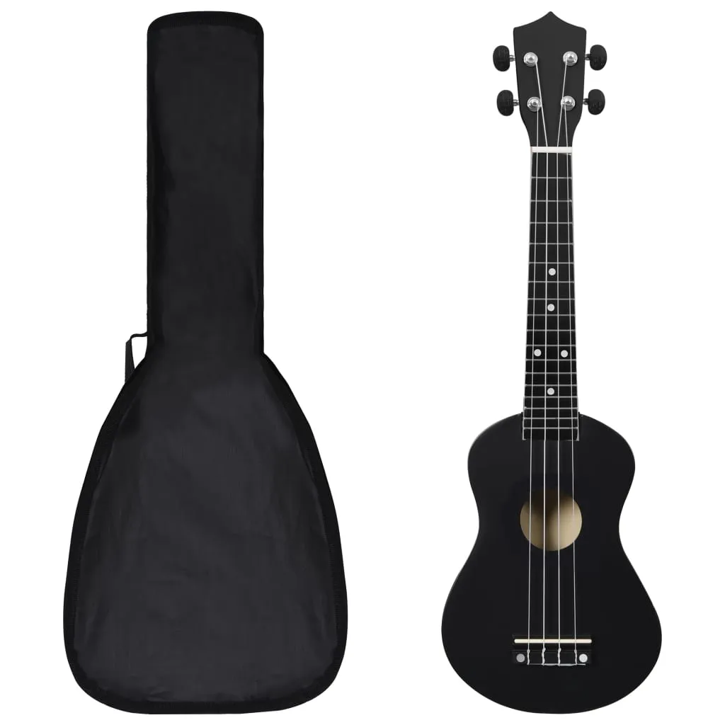 vidaXL Set Ukulele Soprano con Borsa per Bambini Nera 23