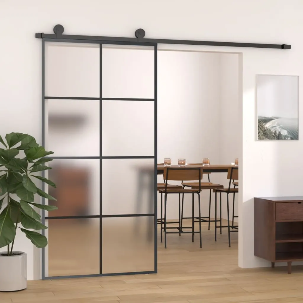 vidaXL Porta Scorrevole in Vetro ESG e Alluminio 102,5x205 cm Nera