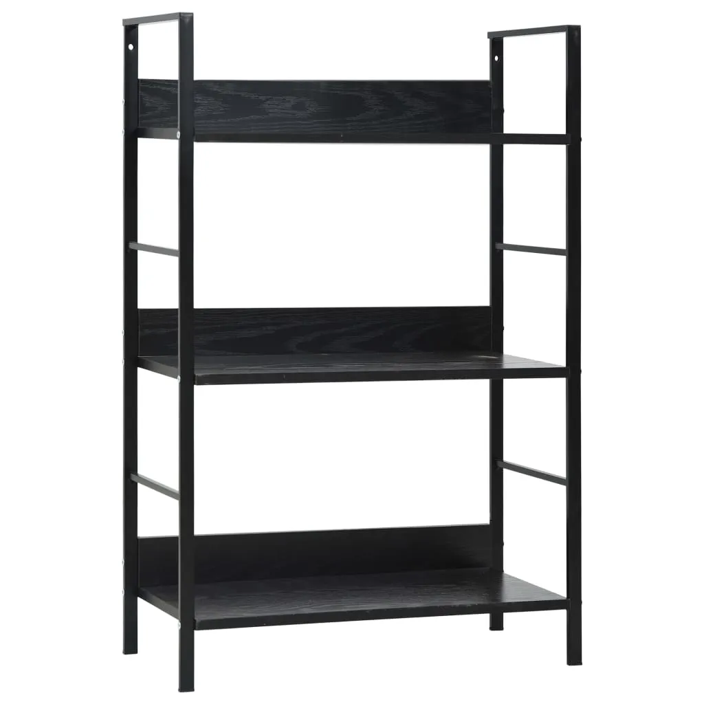 vidaXL Scaffale Libri 3 Ripiani Nero 60x27,6x90,5 cm Legno Multistrato