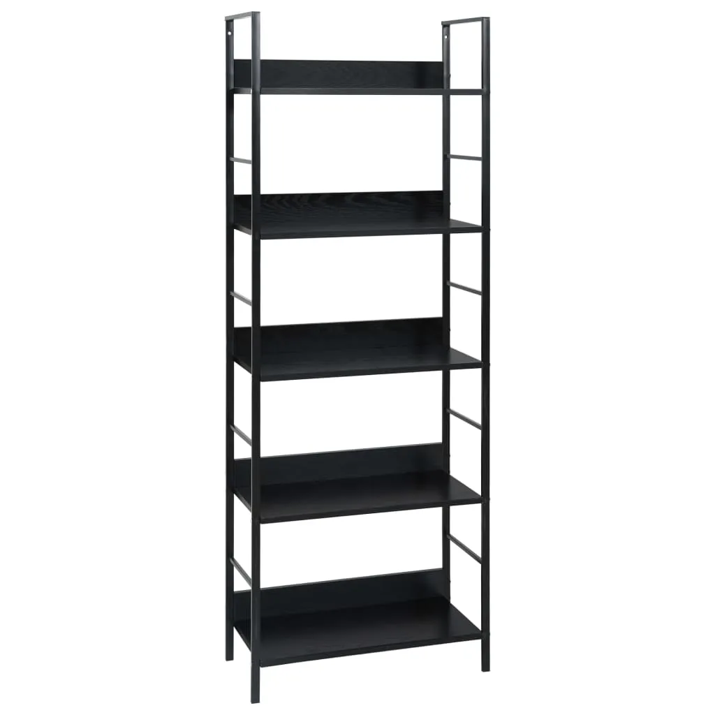 vidaXL Scaffale Libri 5 Ripiani Nero 60x27,6x128,5cm Legno Multistrato