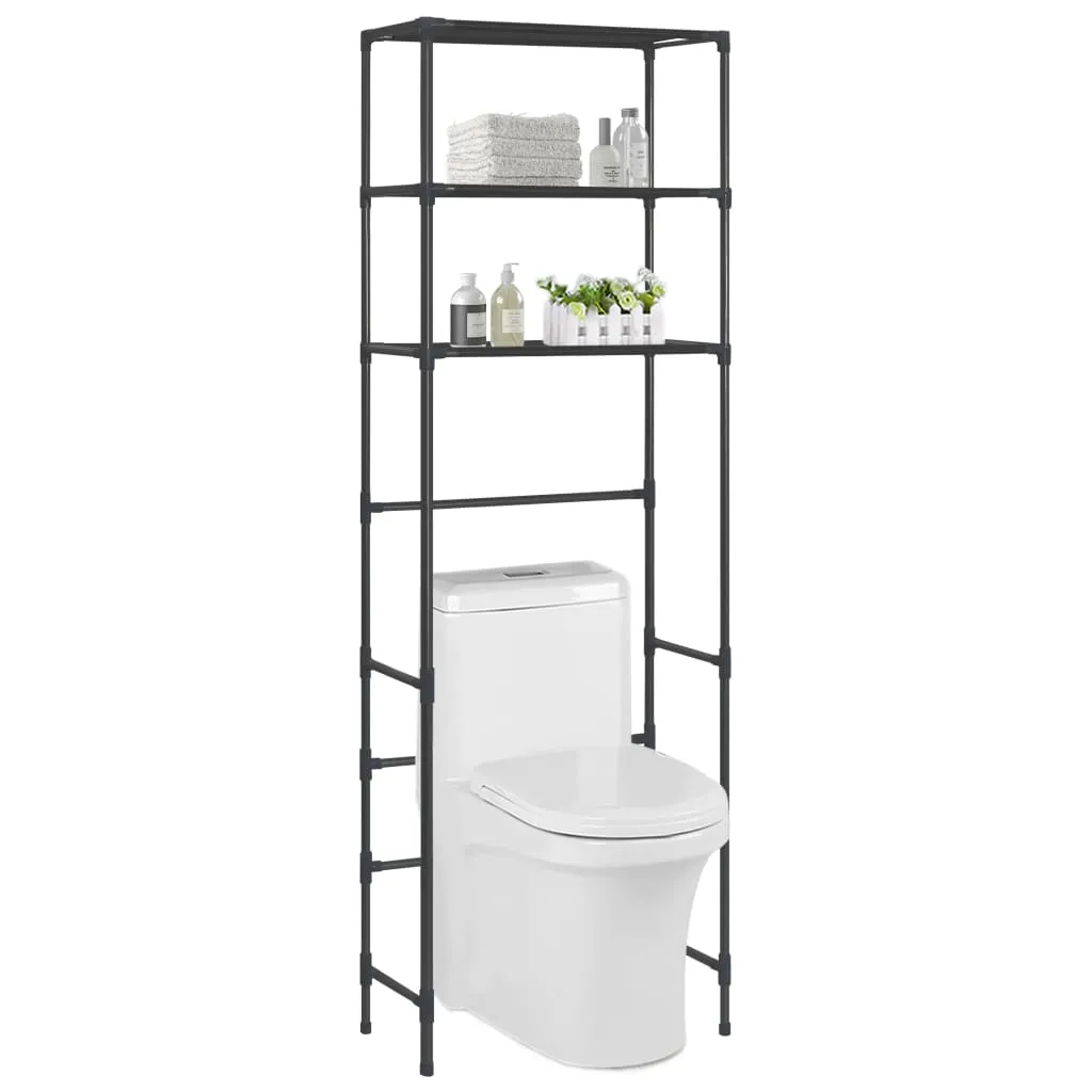 vidaXL Scaffale per Bagno con 3 Ripiani Nero 53x28x169 cm