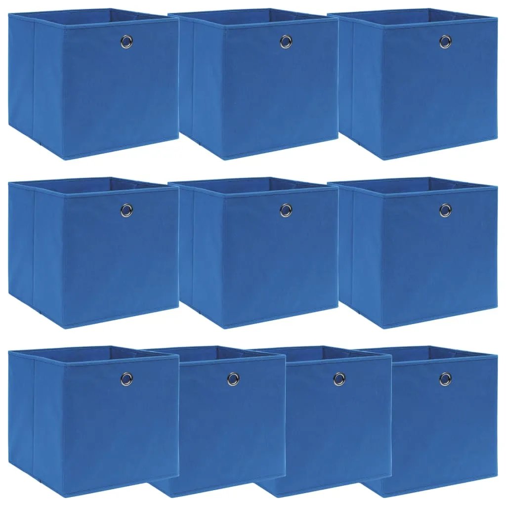 vidaXL Scatole Portaoggetti con Coperchi 10pz Blu 32x32x32 cm Tessuto