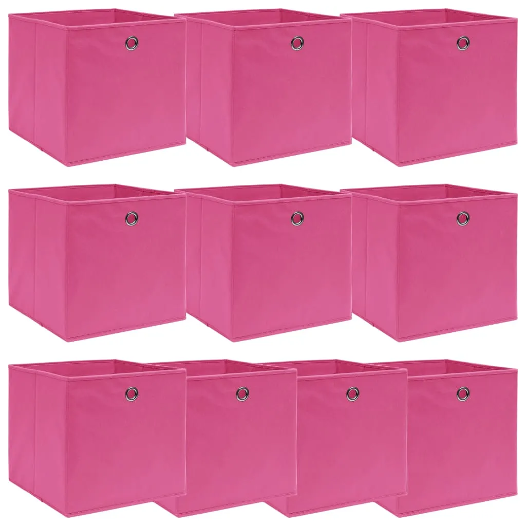 vidaXL Scatole Portaoggetti 10 pz Rosa 32x32x32 cm Tessuto