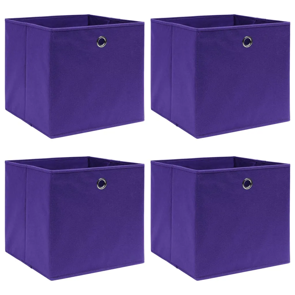 vidaXL Scatole Portaoggetti 4pz Viola 32x32x32 cm Tessuto