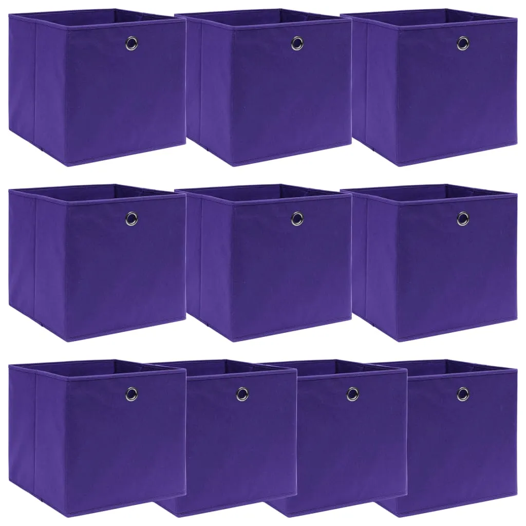 vidaXL Scatole Portaoggetti 10pz Viola 32x32x32 cm Tessuto