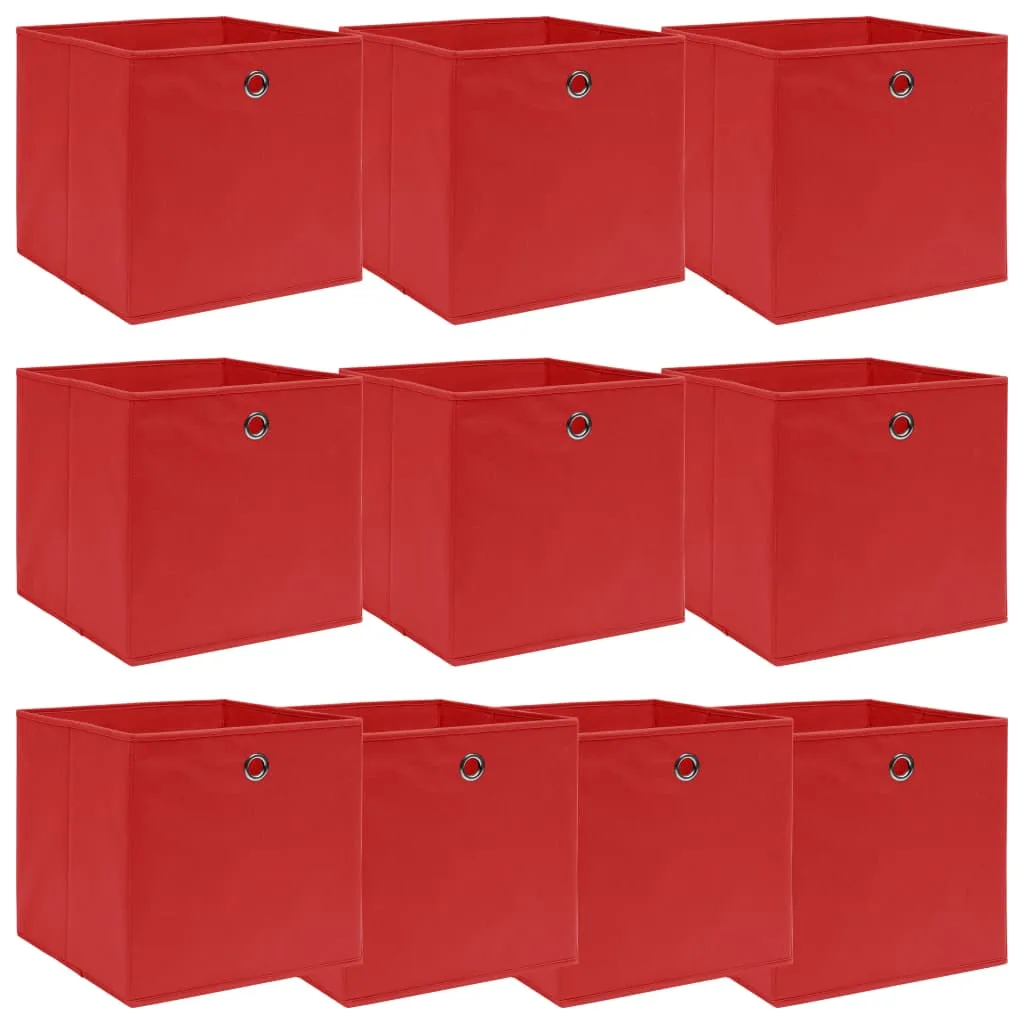 vidaXL Scatole Portaoggetti 10pz Rosse 32x32x32 cm Tessuto