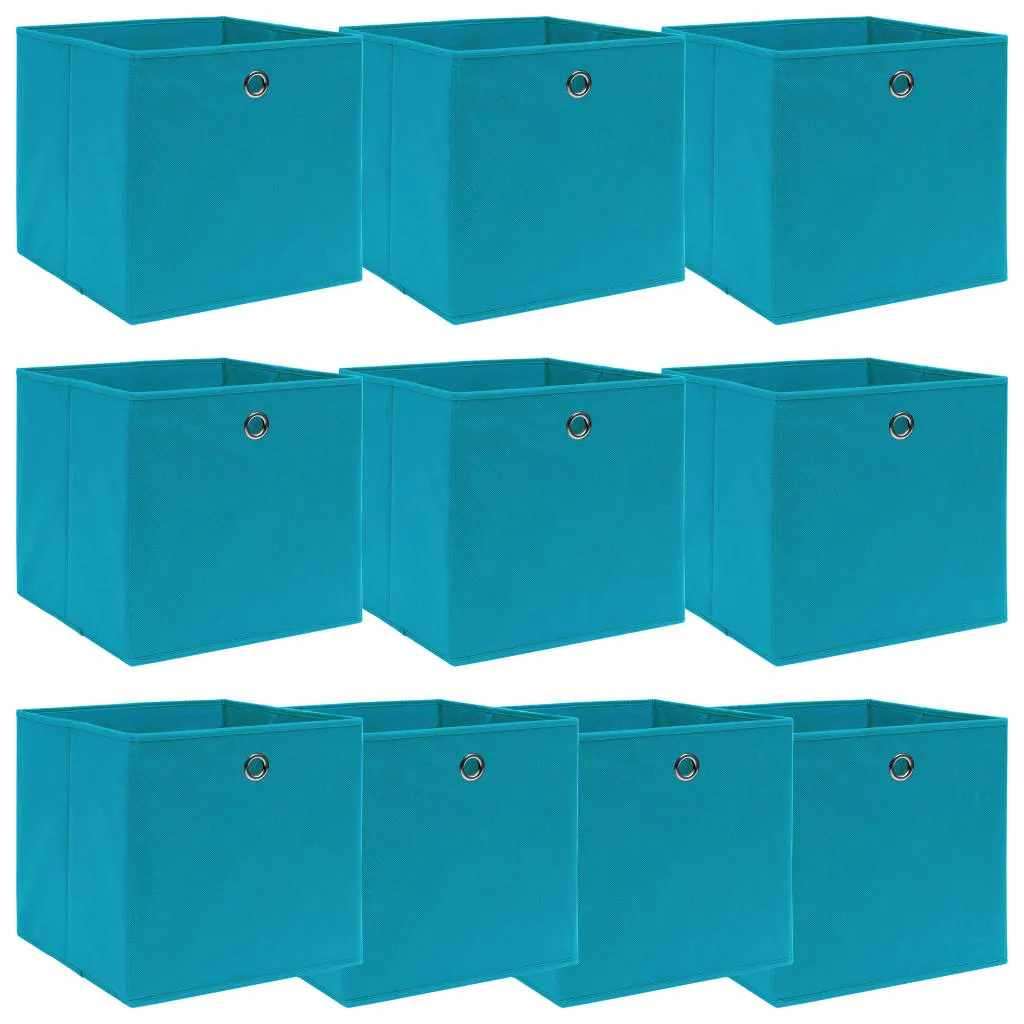 vidaXL Scatole Portaoggetti 10pz Azzurre 32x32x32 cm Tessuto