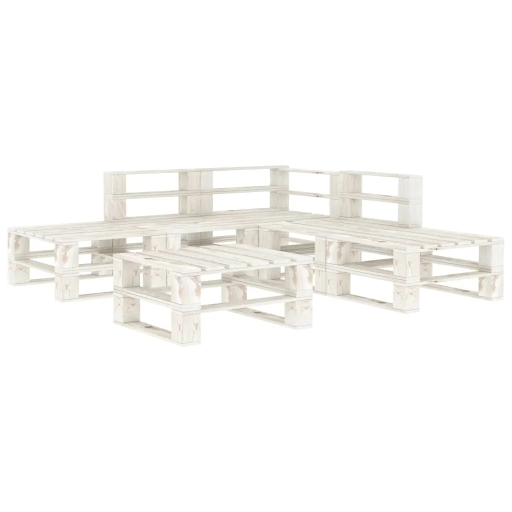 vidaXL Set Salotto da Giardino 6 pz Pallet in Legno Bianco