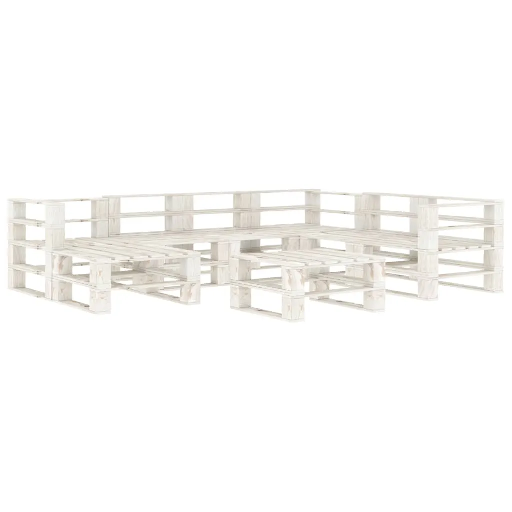 vidaXL Set Salotto da Giardino 8 pz Pallet in Legno Bianco