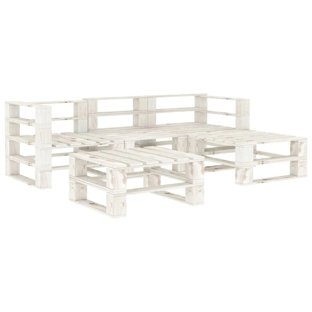 vidaXL Set Salotto da Giardino 5 pz su Pallet in Legno Bianco