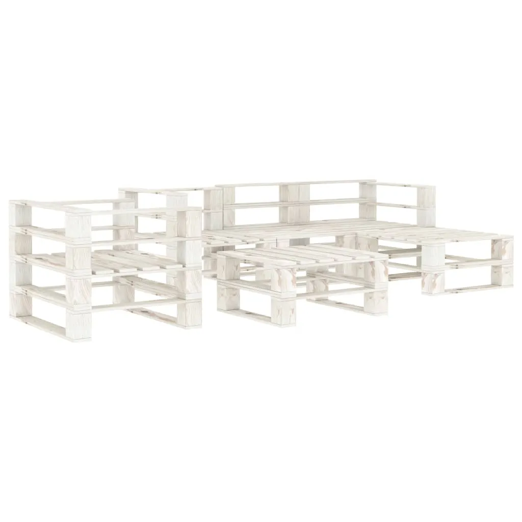 vidaXL Set Salotto da Giardino 6 pz Pallet in Legno Bianco