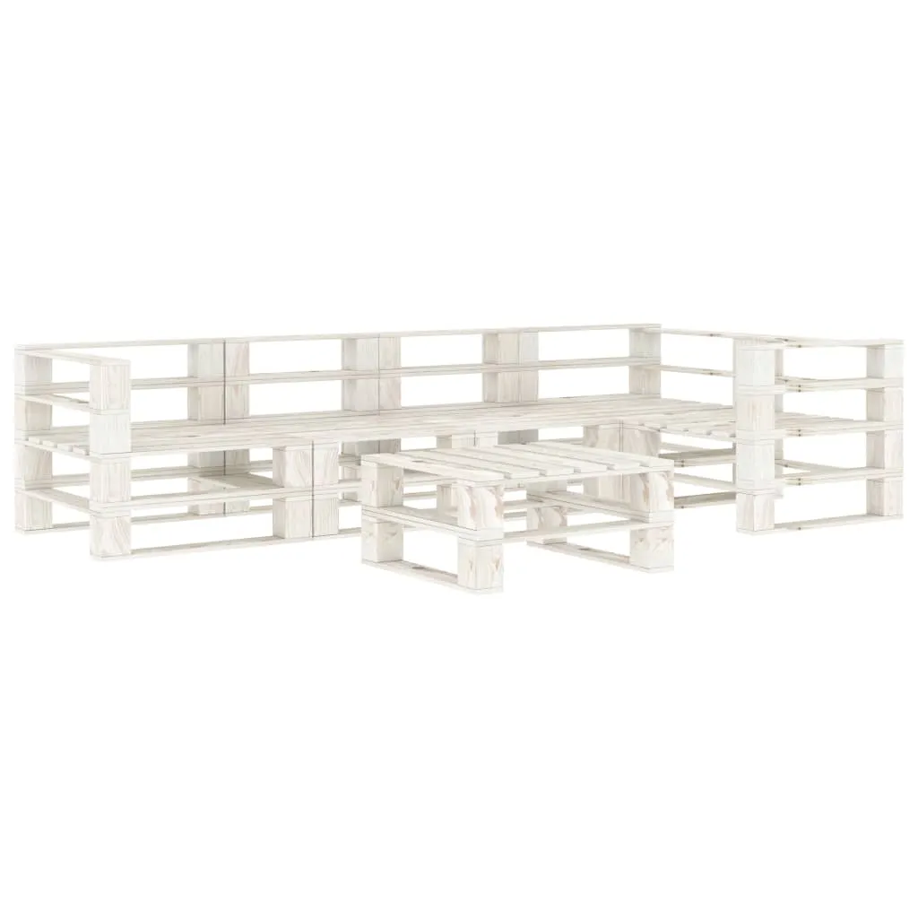 vidaXL Set Salotto da Giardino 6 pz su Pallet in Legno Bianco