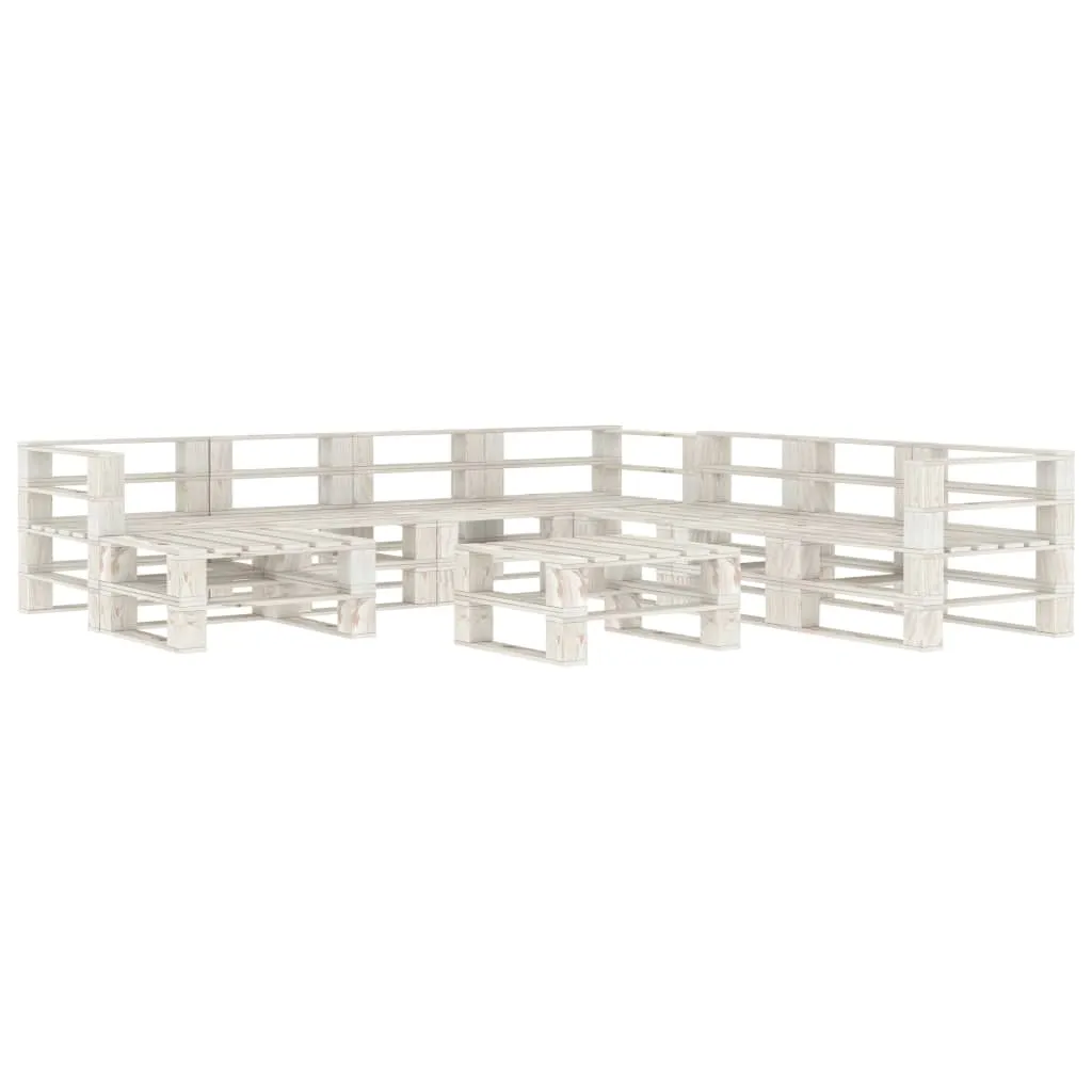 vidaXL Set Salotto da Giardino 9 pz su Pallet in Legno Bianco