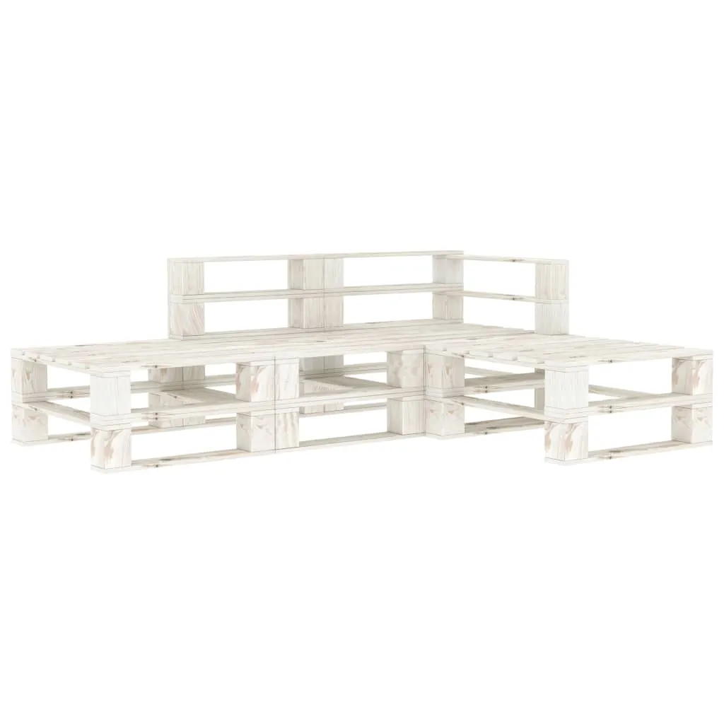 vidaXL Set Salotto da Giardino 4 pz Pallet in Legno Bianco