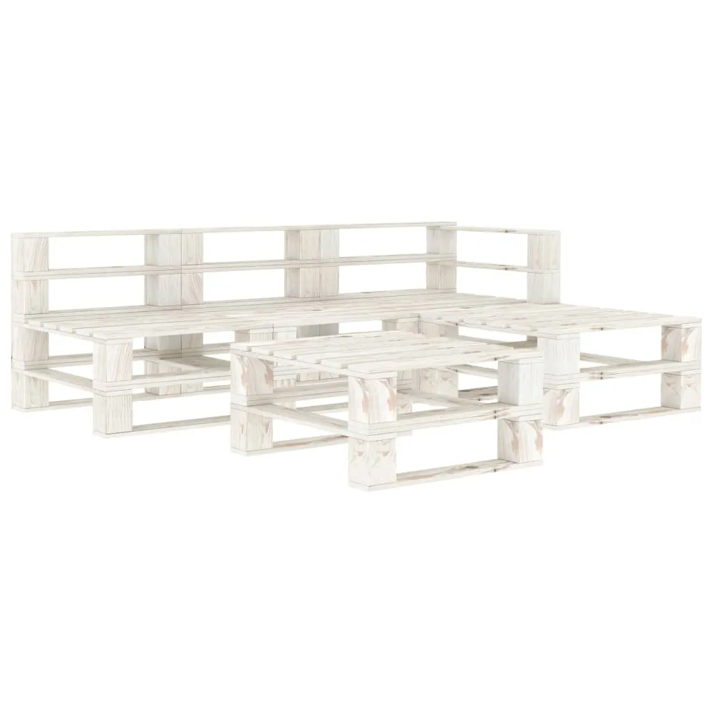 vidaXL Set Salotto da Giardino 5 pz Pallet in Legno Bianco