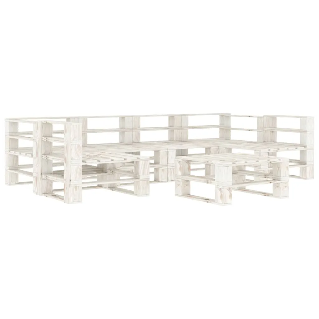 vidaXL Set Salotto da Giardino 7 pz Pallet in Legno Bianco